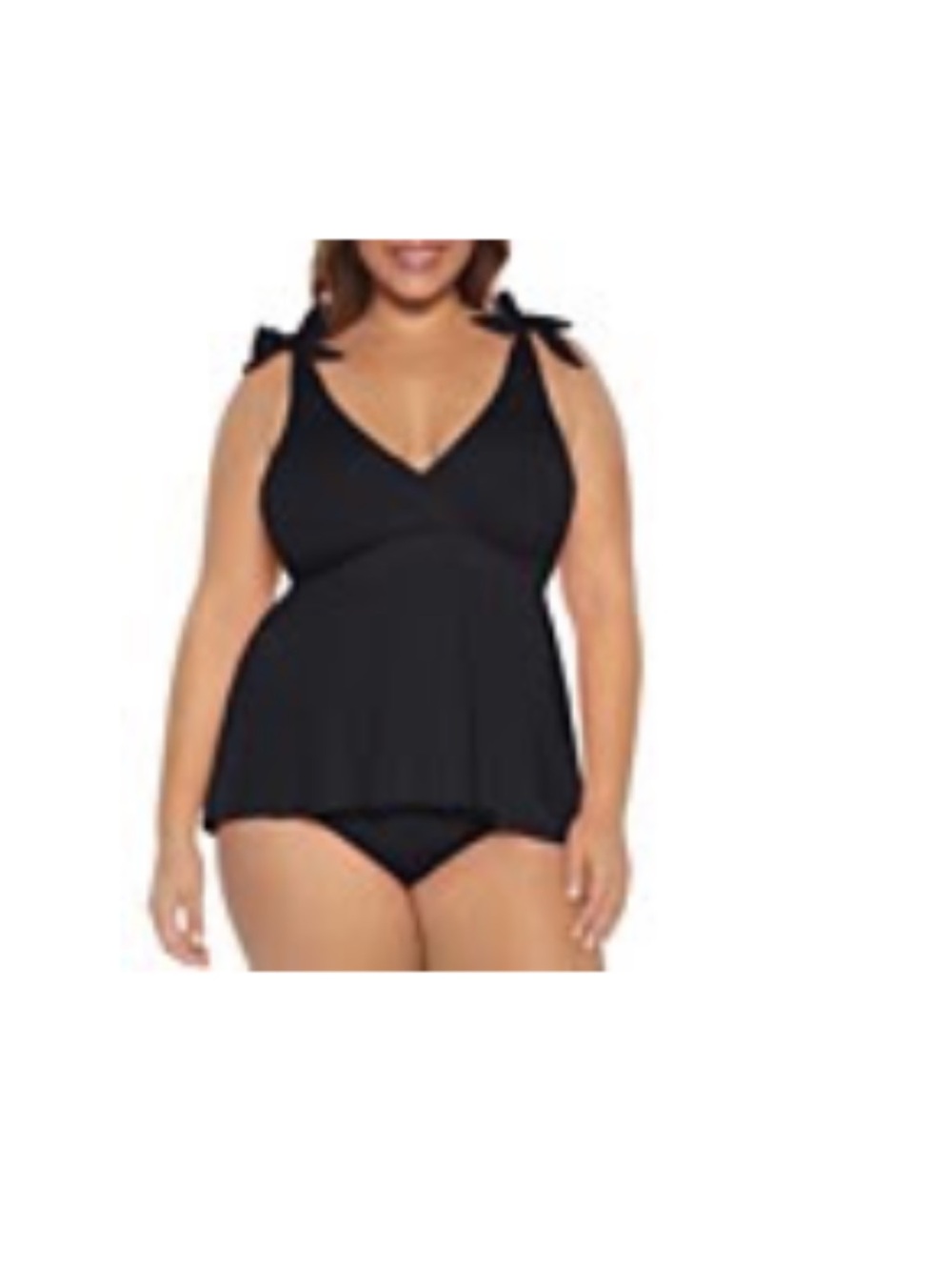 NWT Becca Etc. by Rebecca Virtue Plus Size Black Tie-Shoulder Swim Tankini